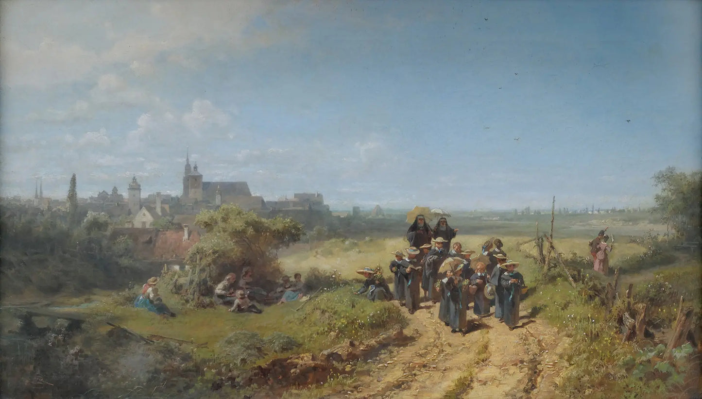 {{ product_title }} Fine Art Print | {{ product_vendor }} Jakero77 Carl Spitzweg - Walk With the Institute (1861) - 17" x 22" Fine Art Print Art Print  Jakero77