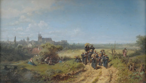 {{ product_title }} Fine Art Print | {{ product_vendor }} Jakero77 Carl Spitzweg - Walk With the Institute (1861) - 17" x 22" Fine Art Print Art Print  Jakero77