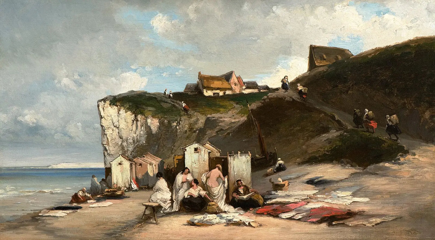 {{ product_title }} Fine Art Print | {{ product_vendor }} Jakero77 Carl Spitzweg - Women's Bath in Dieppe (1857) Nude - 17" x 22" Fine Art Print Art Print  Jakero77