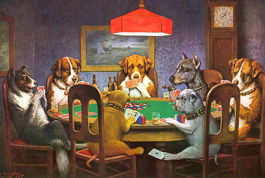 {{ product_title }} Fine Art Print | {{ product_vendor }} Jakero77 Cassius Coolidge - A Friend in Need, Dogs Playing Poker, Cheating (1903) - 17"x22" Fine Art Print Art Print  Jakero77
