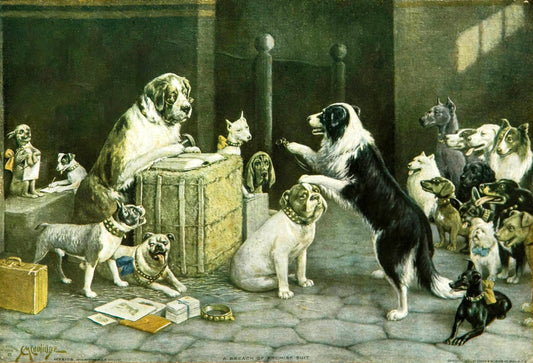 {{ product_title }} Fine Art Print | {{ product_vendor }} Jakero77 Cassius Coolidge - Breach of Promise Suit, Dogs (1908) Signed - 17" x 22" Print Art Print  Jakero77