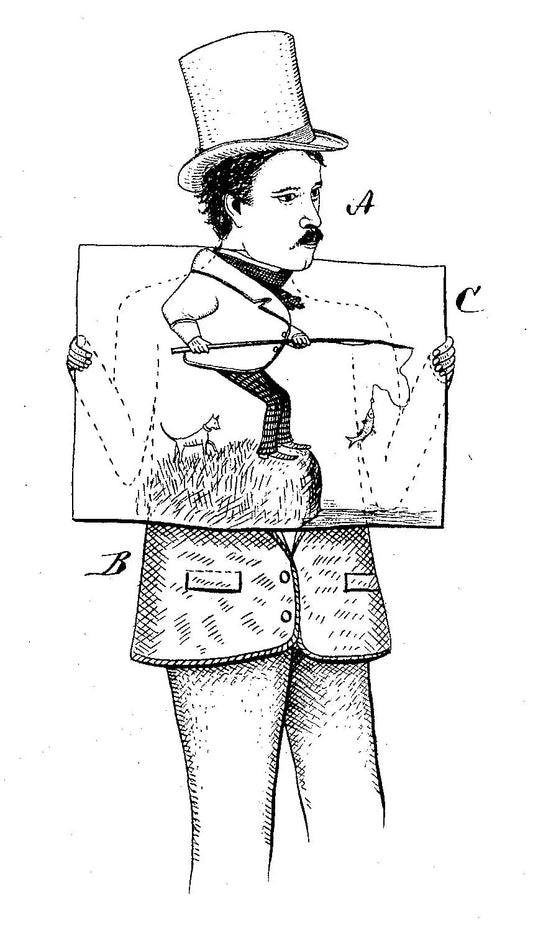 {{ product_title }} Fine Art Print | {{ product_vendor }} Jakero77 Cassius Coolidge - Man Holding up Comic Foreground Putting Him in Fishing Scene (1874) - 17"x22" Fine Art Print Art Print  Jakero77