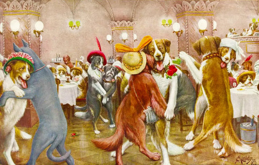 {{ product_title }} Fine Art Print | {{ product_vendor }} Jakero77 Cassius M Coolidge - New Year's Eve in Dogsville, Ballroom Dancing (1903) - 17"x22" Fine Art Print Art Print  Jakero77