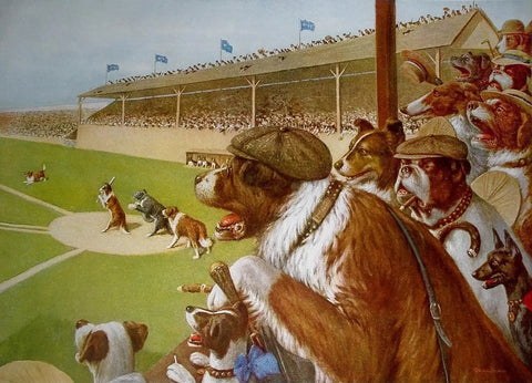 {{ product_title }} Fine Art Print | {{ product_vendor }} Jakero77 Cassius M Coolidge - One to Tie, Two to Win, Baseball (1903) Dogs Playing Baseball - 17"x22" Print Art Print  Jakero77
