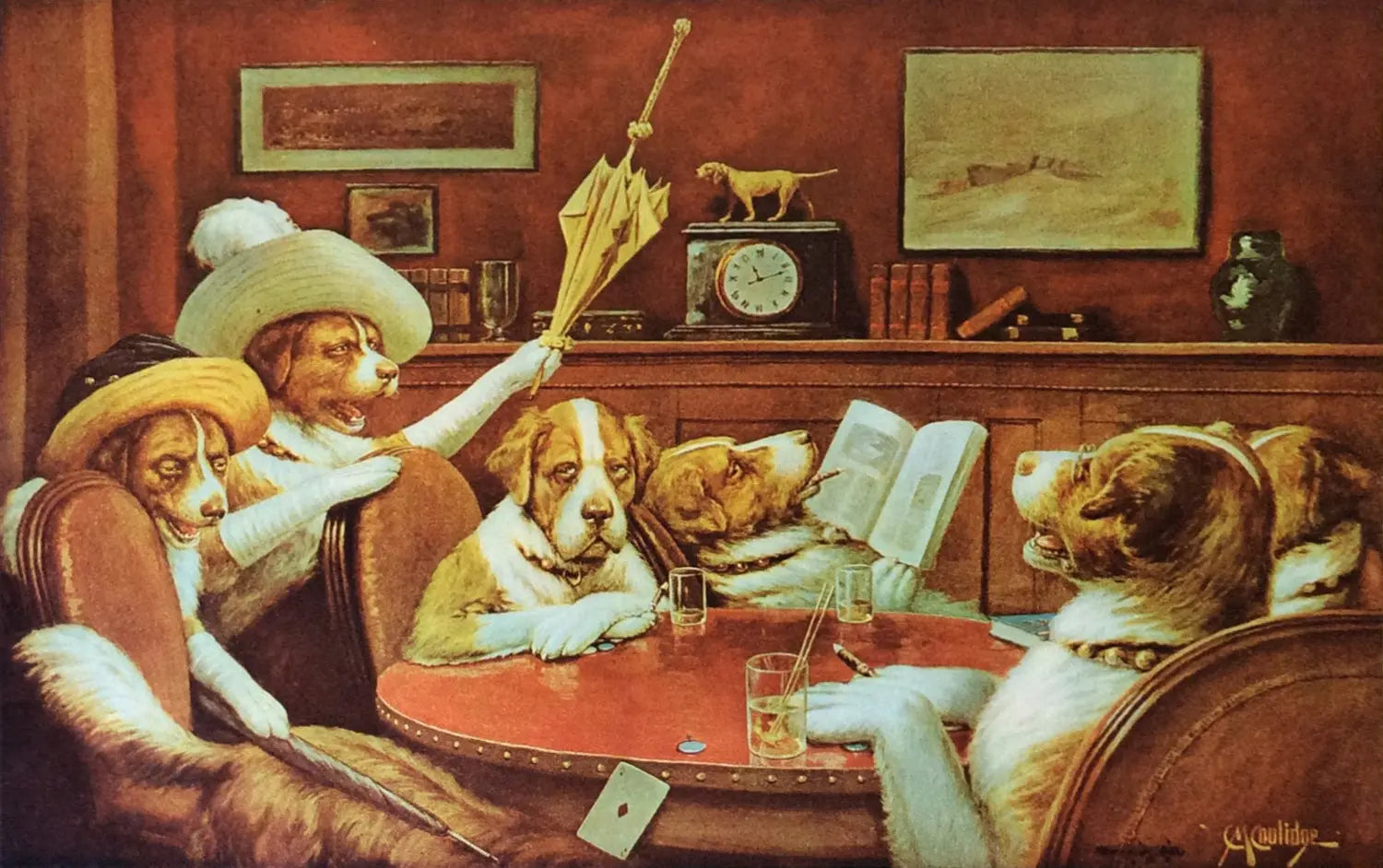 {{ product_title }} Fine Art Print | {{ product_vendor }} Jakero77 Cassius M. Coolidge - Sitting Up With a Sick Friend, Dogs Playing Poker (1903) - 17"x22" Fine Art Print Art Print  Jakero77