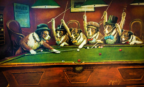 {{ product_title }} Fine Art Print | {{ product_vendor }} Jakero77 Cassius Marcellus Coolidge - Kelly Pool, Dogs Playing Pool (1903) - 17" x 22" Print Art Print  Jakero77