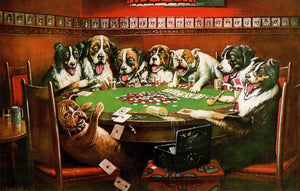 {{ product_title }} Fine Art Print | {{ product_vendor }} Jakero77 Cassius Marcellus Coolidge - Poker Sympathy, Dogs Playing Cards (1903) - 17" x 22" Fine Art Print Art Print  Jakero77