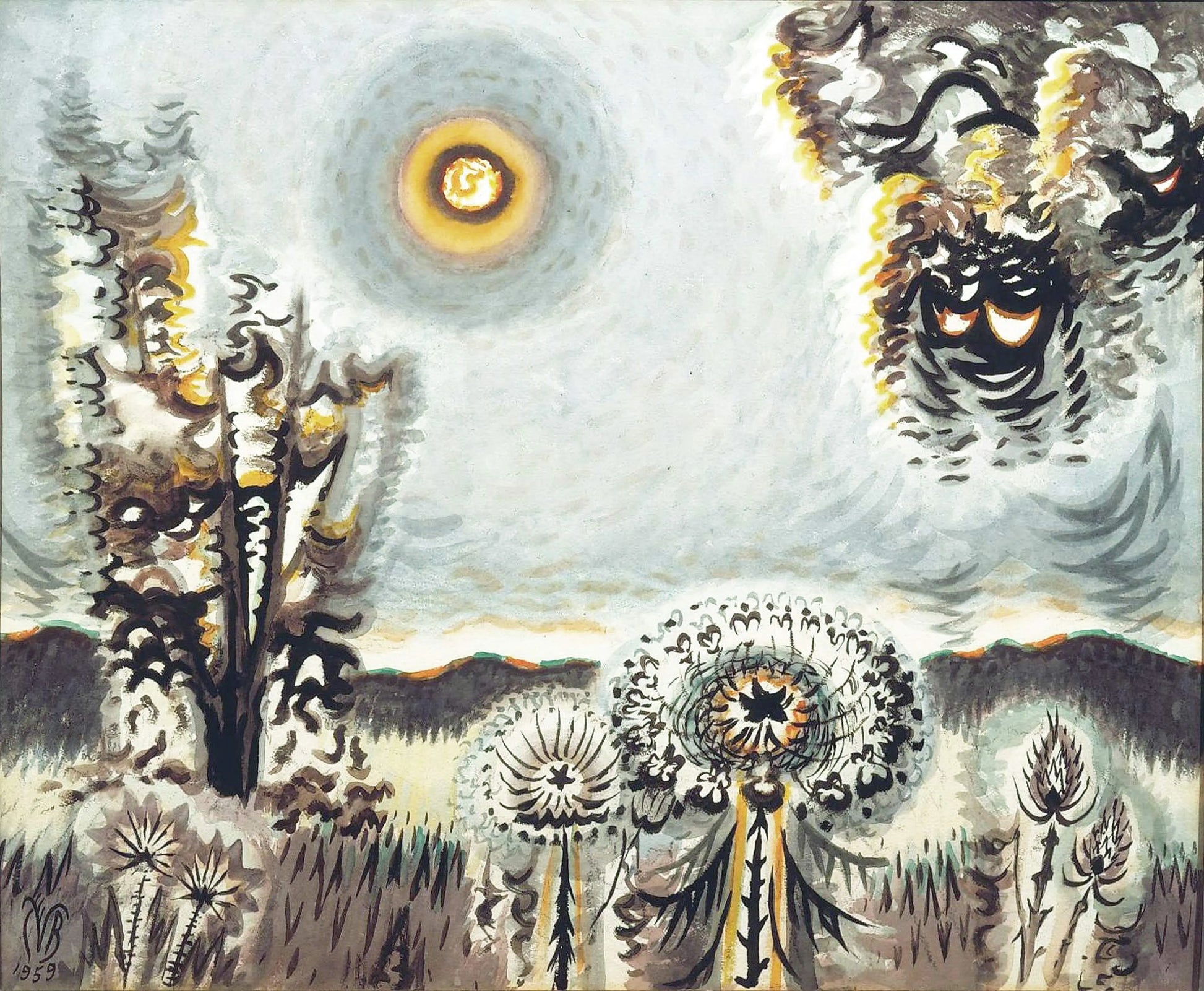 {{ product_title }} Fine Art Print | {{ product_vendor }} Jakero77 Charles Burchfield - Sultry Moon (1959) - 17" x 22" Fine Art Print Art Print  Jakero77