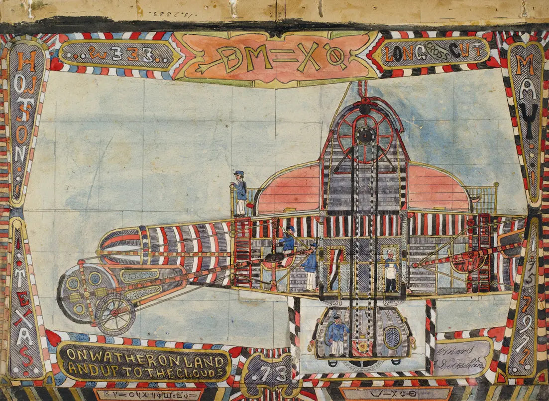 {{ product_title }} Fine Art Print | {{ product_vendor }} Jakero77 Charles Dellschau - Airship (1921-22) - 17" x 22" Fine Art Print Art Print  Jakero77