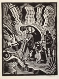 {{ product_title }} Fine Art Print | {{ product_vendor }} Jakero77 Charles Turzak - Man with a Drill Construction 1930s Signed - 17"x22" Art Print Art Print  Jakero77