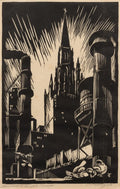 {{ product_title }} Fine Art Print | {{ product_vendor }} Jakero77 Charles Turzak - Methodist Temple, Chicago (1931) Signed - 17" x 22" Art Print Art Print  Jakero77