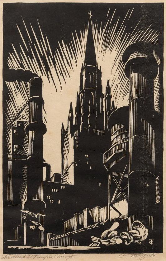 {{ product_title }} Fine Art Print | {{ product_vendor }} Jakero77 Charles Turzak - Methodist Temple, Chicago (1931) Signed - 17" x 22" Art Print Art Print  Jakero77