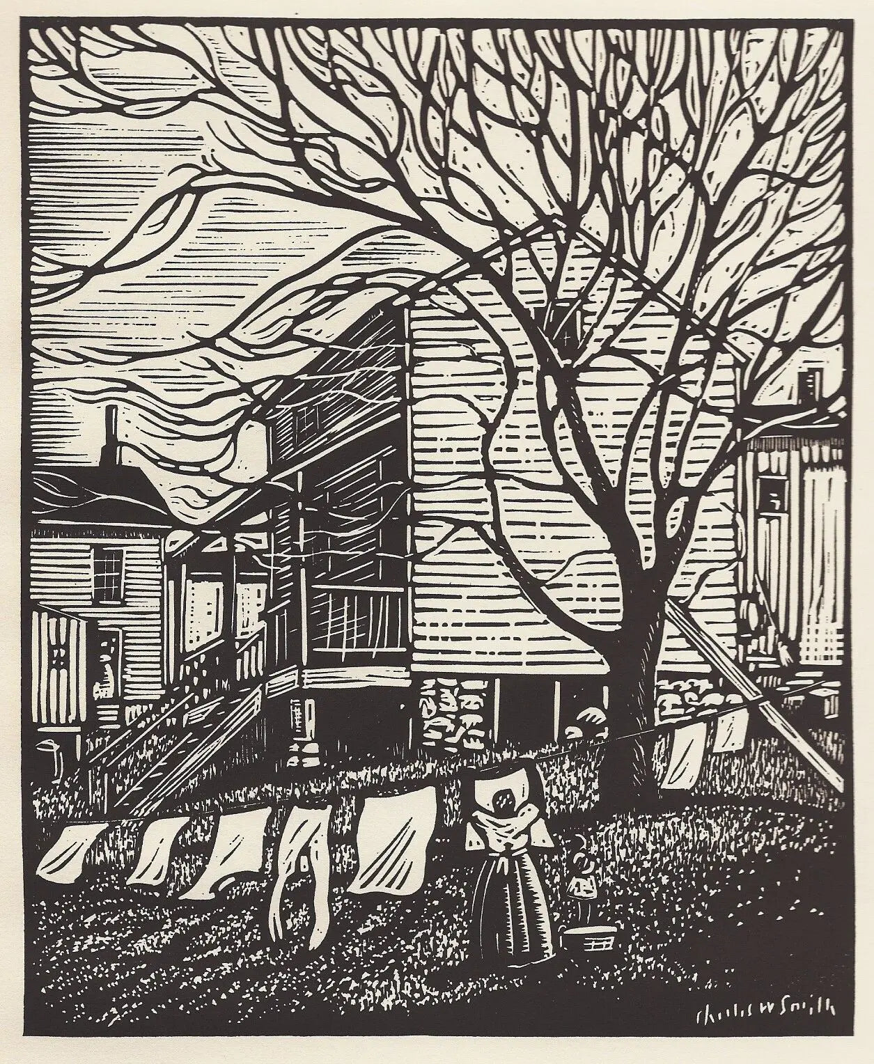 {{ product_title }} Fine Art Print | {{ product_vendor }} Jakero77 Charles W. Smith - Wash Day in Jackson Ward Signed - 17" x 22" Fine Art Print Art Print  Jakero77