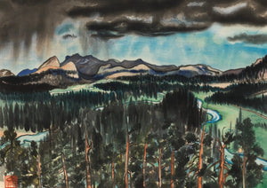 {{ product_title }} Fine Art Print | {{ product_vendor }} Jakero77 Chiura Obata - Before Thunderstorm, Tuolumne Meadows (1930) - 17"x22" Art Print Art Print  Jakero77