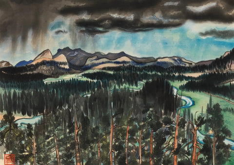 {{ product_title }} Fine Art Print | {{ product_vendor }} Jakero77 Chiura Obata - Before Thunderstorm, Tuolumne Meadows (1930) - 17"x22" Art Print Art Print  Jakero77