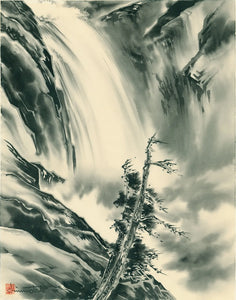 {{ product_title }} Fine Art Print | {{ product_vendor }} Jakero77 Chiura Obata - Cascades Waterfall, Yosemite (1940s) - 17" x 22" Fine Art Print Art Print  Jakero77