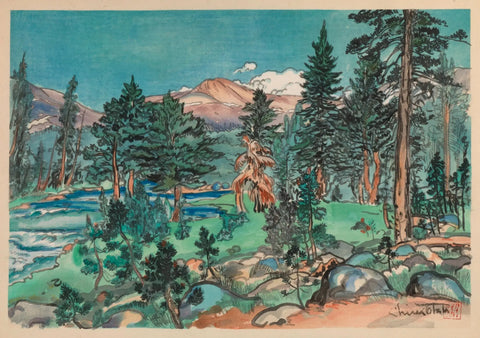 {{ product_title }} Fine Art Print | {{ product_vendor }} Jakero77 Chiura Obata - Clouds, Upper Lyell Trail, along Lyell Fork (1930) - 17"x22" Print Art Print  Jakero77