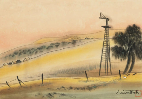 {{ product_title }} Fine Art Print | {{ product_vendor }} Jakero77 Chiura Obata - Dawn, Knights Ferry, Stanislaus County (1930) - 17"x22" Art Print Art Print  Jakero77
