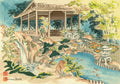 {{ product_title }} Fine Art Print | {{ product_vendor }} Jakero77 Chiura Obata - Deer in Japanese Garden, Koi Waterfall (1940s) - 17" x 22" Print Art Print  Jakero77