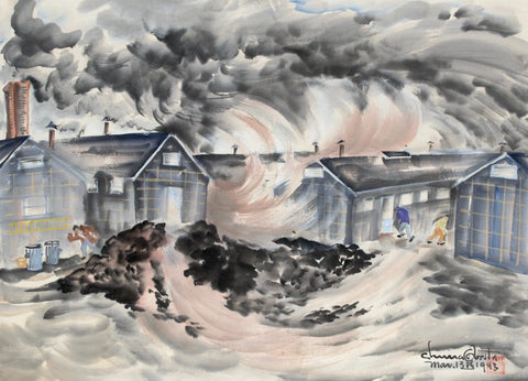 {{ product_title }} Fine Art Print | {{ product_vendor }} Jakero77 Chiura Obata - Dust Storm, Topaz (1943) - 17" x 22" Fine Art Print Art Print  Jakero77