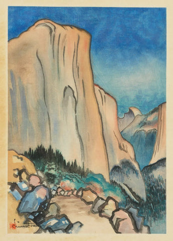 {{ product_title }} Fine Art Print | {{ product_vendor }} Jakero77 Chiura Obata - El Capitan (1930) Mountain Cliff Face - 17" x 22" Fine Art Print Art Print  Jakero77
