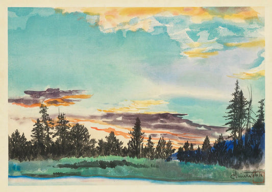 {{ product_title }} Fine Art Print | {{ product_vendor }} Jakero77 Chiura Obata - Evening Glow at Lyell Fork, Tuolumne Meadows (1930) - 17"x22" Print Art Print  Jakero77