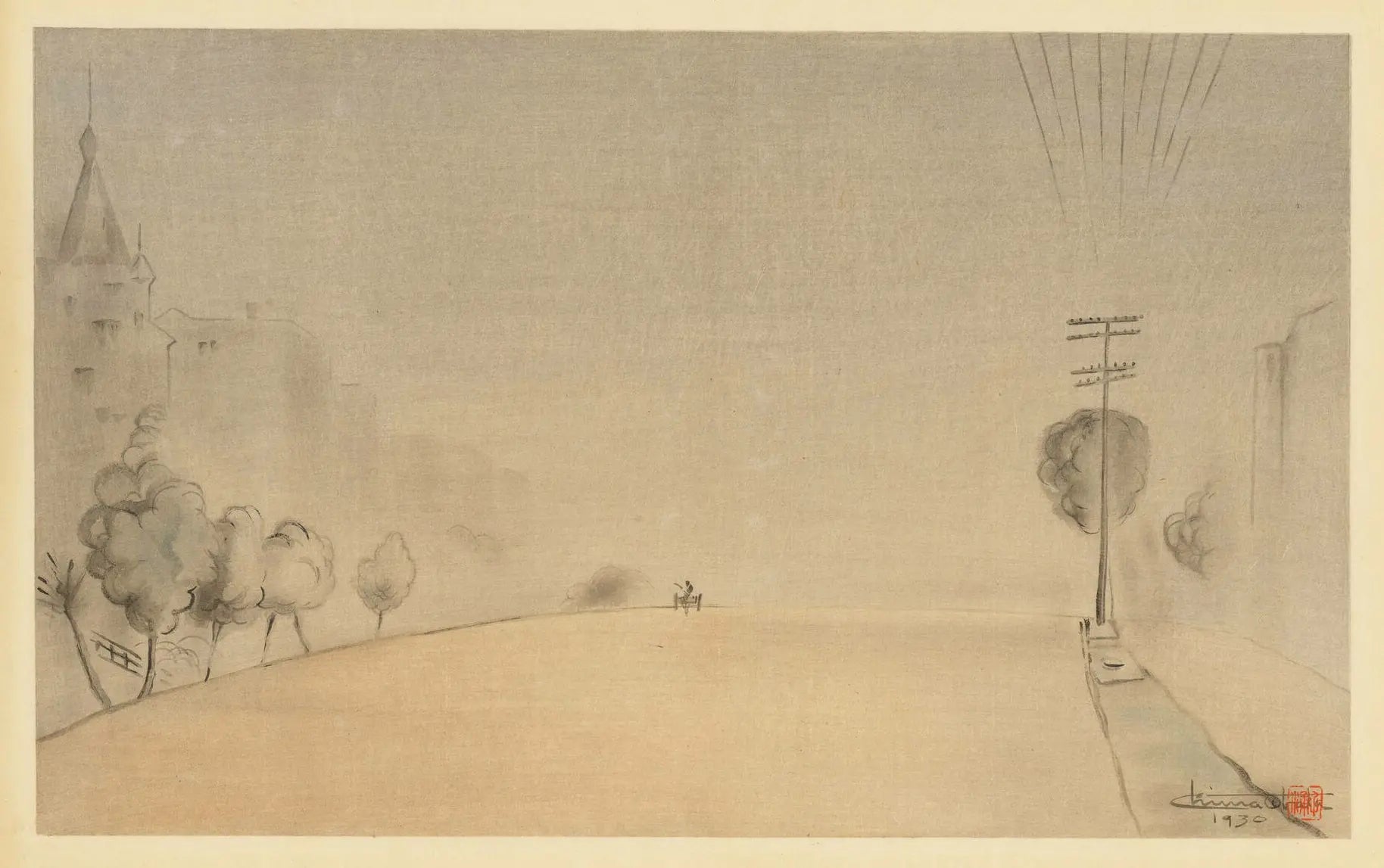 {{ product_title }} Fine Art Print | {{ product_vendor }} Jakero77 Chiura Obata - Foggy Morning Van Ness Ave S. F. (1930) - 17"x22" Fine Art Print Art Print  Jakero77