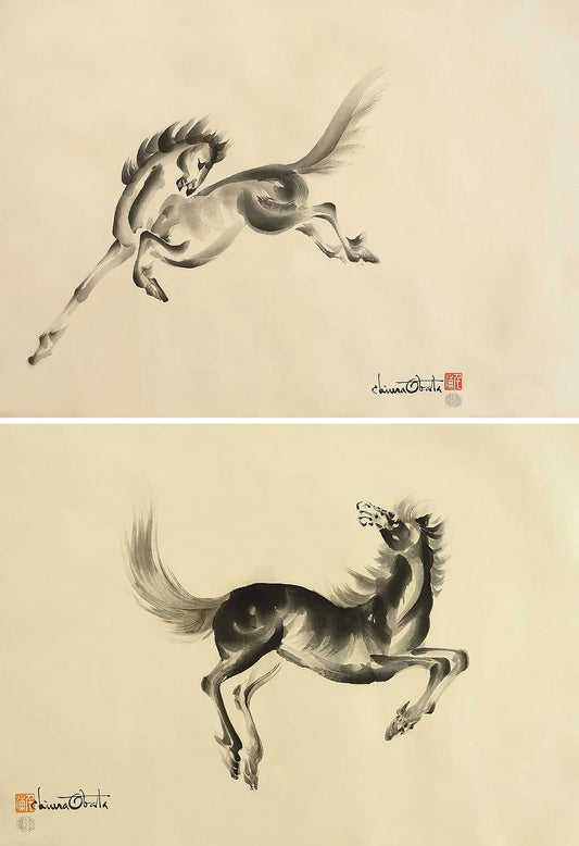 {{ product_title }} Fine Art Print | {{ product_vendor }} Jakero77 Chiura Obata - Galloping Chinese Horse Leaping (1950s) - 17"x22" Fine Art Print Art Print  Jakero77