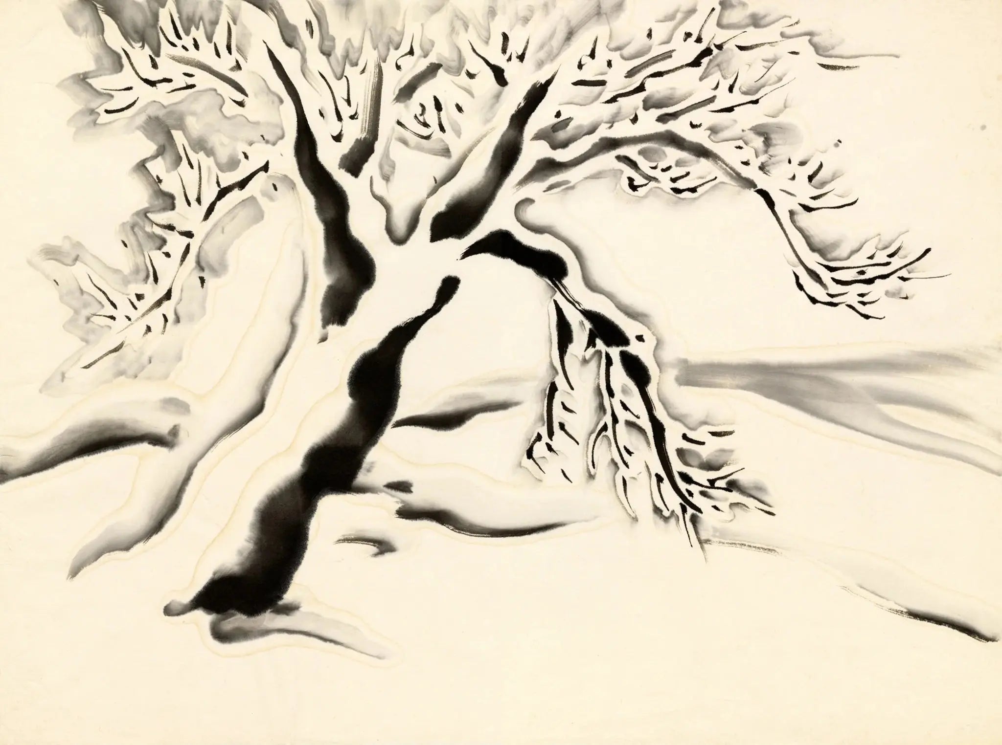 {{ product_title }} Fine Art Print | {{ product_vendor }} Jakero77 Chiura Obata - Large Tree in Snow (circa 1930s) - 17" x 22" Fine Art Print Art Print  Jakero77
