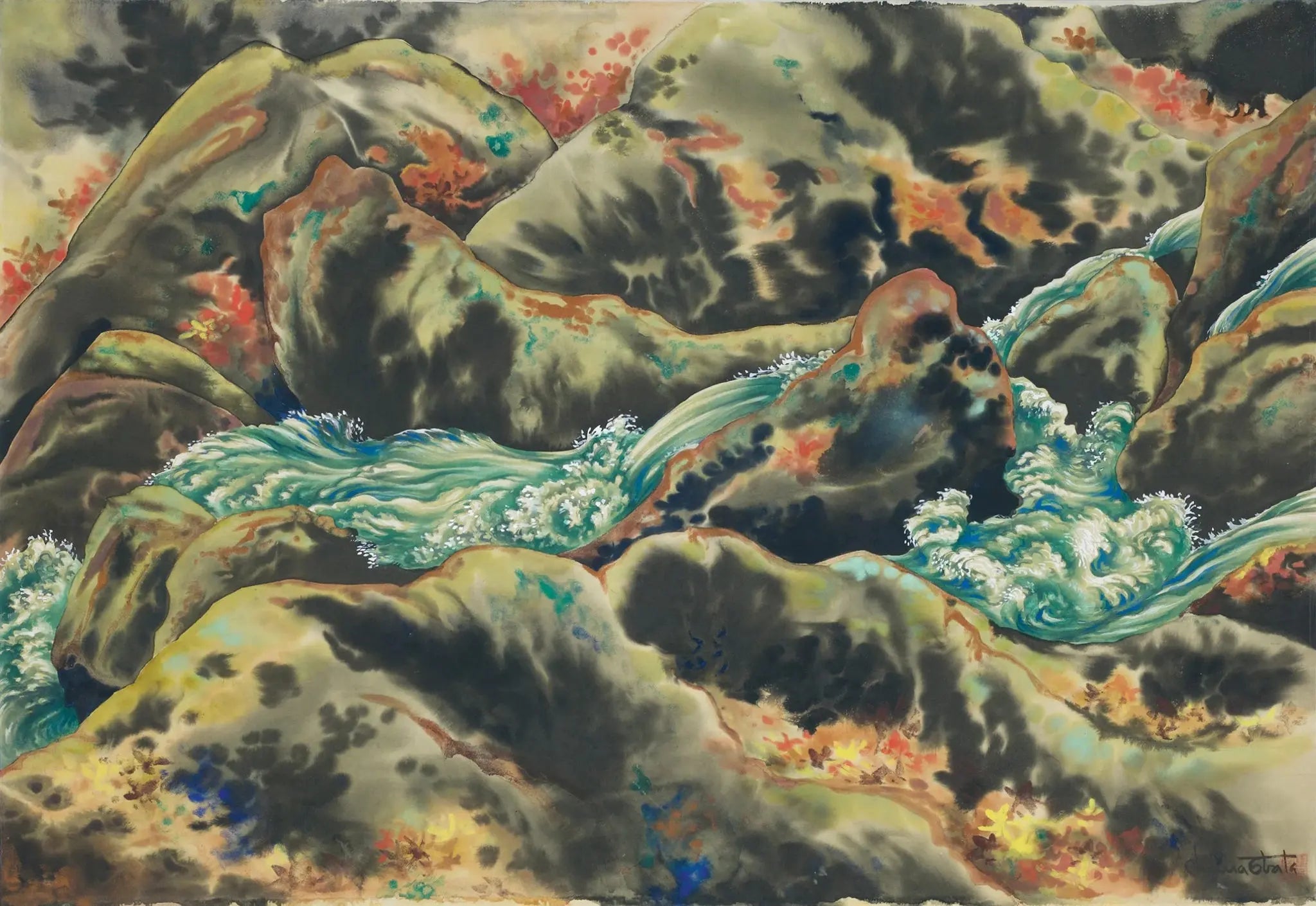 {{ product_title }} Fine Art Print | {{ product_vendor }} Jakero77 Chiura Obata - Mountain Stream in Autumn, Yosemite (1940s) - 17" x 22" Art Print Art Print  Jakero77