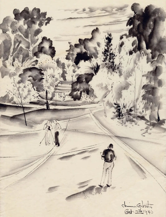 {{ product_title }} Fine Art Print | {{ product_vendor }} Jakero77 Chiura Obata - Photographer in a Park (1940) - 17" x 22" Fine Art Print Art Print  Jakero77