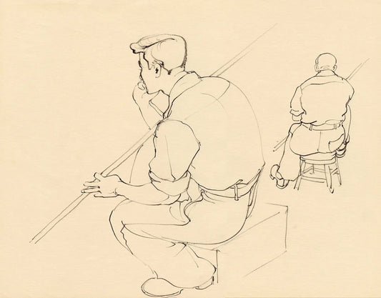 {{ product_title }} Fine Art Print | {{ product_vendor }} Jakero77 Chiura Obata - Seated Maintenance Worker at UC Berkeley 1930s - 17" x 22" Print Art Print  Jakero77