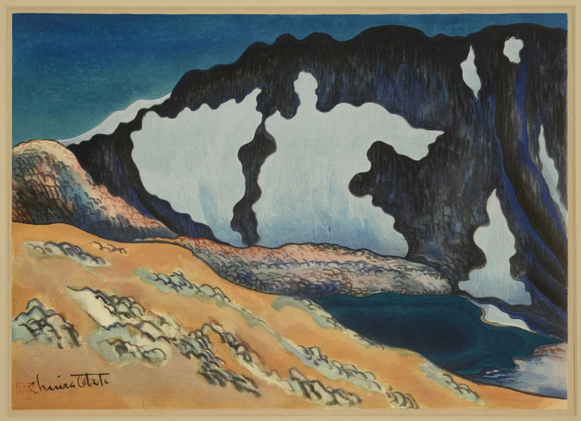 {{ product_title }} Fine Art Print | {{ product_vendor }} Jakero77 Chiura Obata - Silence, Last Twilight on Unknown Lake Johnson Peak (1930) - 17"x22" Fine Art Print Art Print  Jakero77