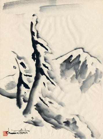 {{ product_title }} Fine Art Print | {{ product_vendor }} Jakero77 Chiura Obata - Snow-Laden Pines on Mountain Slope in High Sierra (1930s) - 17"x22" Fine Art Print Art Print  Jakero77