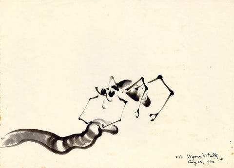 {{ product_title }} Fine Art Print | {{ product_vendor }} Jakero77 Chiura Obata - Study of Insect & Worm, Vigour Vitality (1932) - 17" x 22" Print Art Print  Jakero77