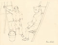 {{ product_title }} Fine Art Print | {{ product_vendor }} Jakero77 Chiura Obata - Study of Workmen on Ladders @ UC Berkeley (1930s) - 17"x22" Print Art Print  Jakero77