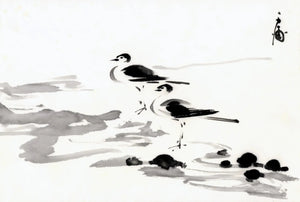 {{ product_title }} Fine Art Print | {{ product_vendor }} Jakero77 Chiura Obata - Sumi-e of Two Seabirds on the Shore (1930s) - 17" x 22" Art Print Art Print  Jakero77