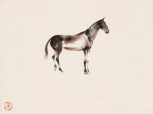 {{ product_title }} Fine Art Print | {{ product_vendor }} Jakero77 Chiura Obata - Watercolor Painting Standing Bay Horse (1930s) - 17"x22" Art Print Art Print  Jakero77