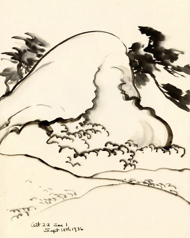 {{ product_title }} Fine Art Print | {{ product_vendor }} Jakero77 Chiura Obata - Waves, Hillside and Pines (1936) - 17" x 22" Fine Art Print Art Print  Jakero77