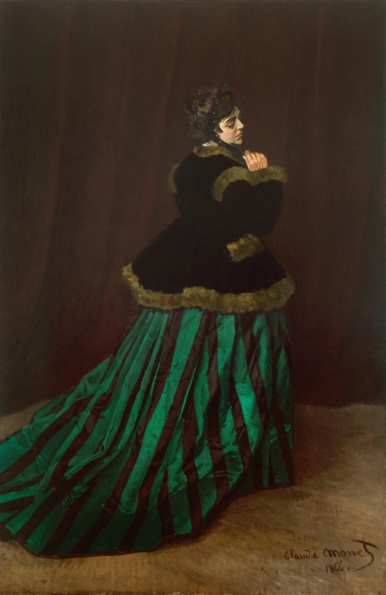 {{ product_title }} Fine Art Print | {{ product_vendor }} Jakero77 Claude Monet - Camille, The Woman in Green Dress (1866) Signed - 17" x 22" Print Art Print  Jakero77