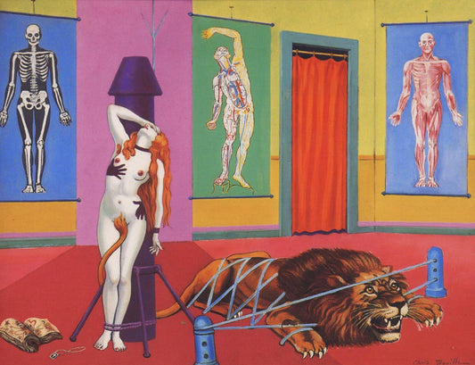 {{ product_title }} Fine Art Print | {{ product_vendor }} Jakero77 Clovis Trouille - Justine (1937) Nude with Lion - 17" x 22" Fine Art Print Art Print  Jakero77