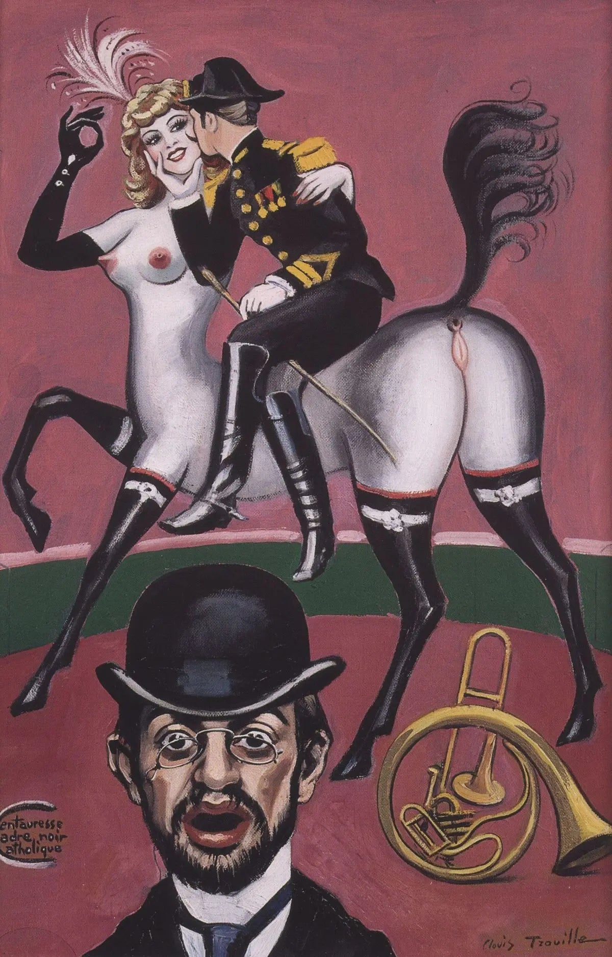 {{ product_title }} Fine Art Print | {{ product_vendor }} Jakero77 Clovis Trouille - La Centauresse Cadre Noir Catholique (1940) - 17" x 22" Fine Art Print Art Print  Jakero77