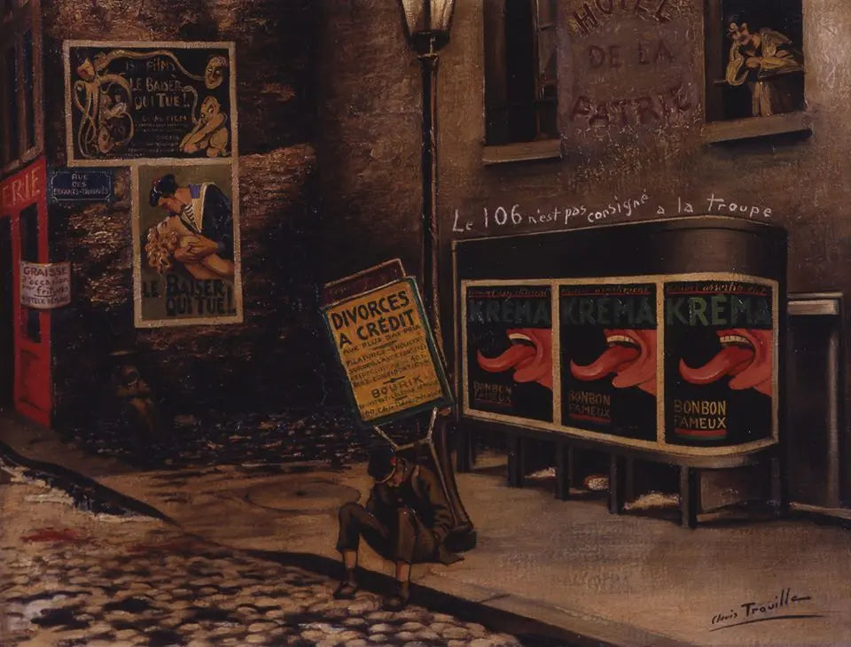 {{ product_title }} Fine Art Print | {{ product_vendor }} Jakero77 Clovis Trouille - La Rue des Enfants Trouvés Nuit (1934) - 17" x 22" Art Print Art Print  Jakero77