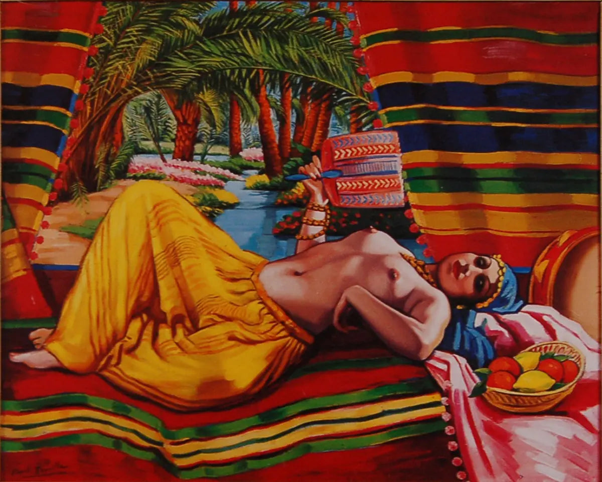 {{ product_title }} Fine Art Print | {{ product_vendor }} Jakero77 Clovis Trouille - Oasis Under Odalisque (1943) Nudes - 17" x 22" Fine Art Print Art Print  Jakero77