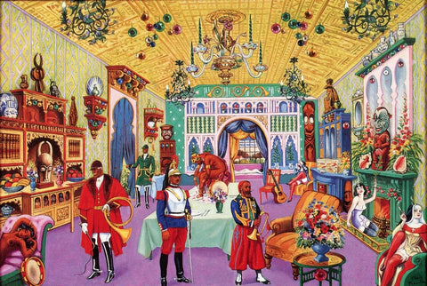 {{ product_title }} Fine Art Print | {{ product_vendor }} Jakero77 Clovis Trouille - The Dining Room of Raymond Roussel (1935) - 17"x22" Art Print Art Print  Jakero77