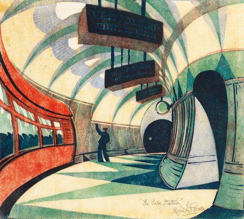 {{ product_title }} Fine Art Print | {{ product_vendor }} Jakero77 Cyril E. Power - The Tube Station (1934) - 17" x 22" Fine Art Print Art Print  Jakero77