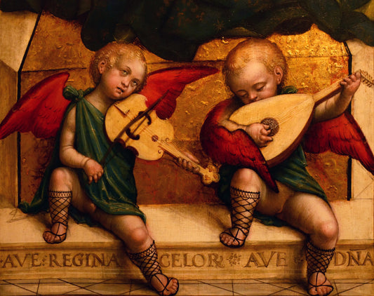 {{ product_title }} Fine Art Print | {{ product_vendor }} Jakero77 Defendente Ferrari - Madonna Con Il Bambino, Angeli Musicanti - 17" x 22" Print Art Print  Jakero77