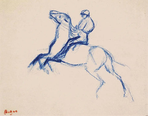 {{ product_title }} Fine Art Print | {{ product_vendor }} Jakero77 Edgar Degas - Jockey on Horse (1862) Signed - 17" x 22" Fine Art Print Art Print  Jakero77