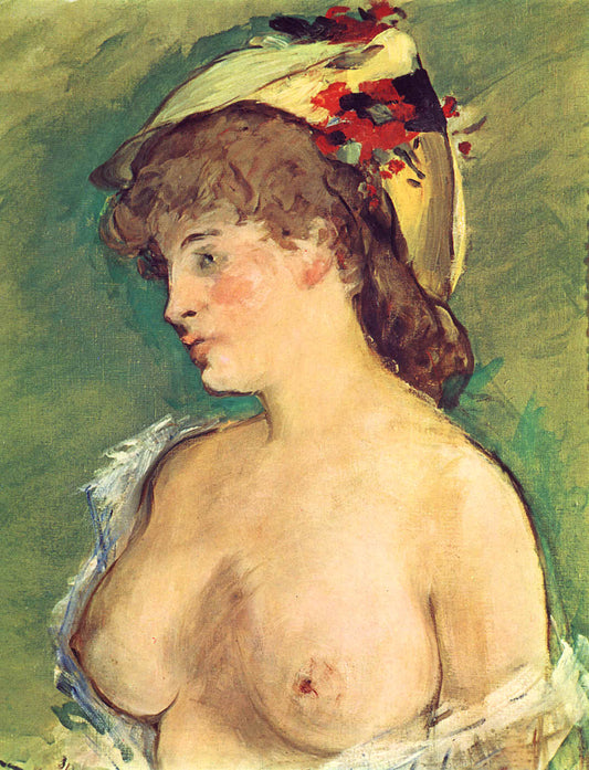 {{ product_title }} Fine Art Print | {{ product_vendor }} Jakero77 Edouard Manet - Blonde Woman with Bare Breasts (1878) - 17" x 22" Fine Art Print Art Print  Jakero77