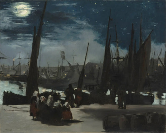 {{ product_title }} Fine Art Print | {{ product_vendor }} Jakero77 Edouard Manet - Clair de Lune sur la Port de Boulogne (1869) Signed - 17"x22" Print Art Print  Jakero77
